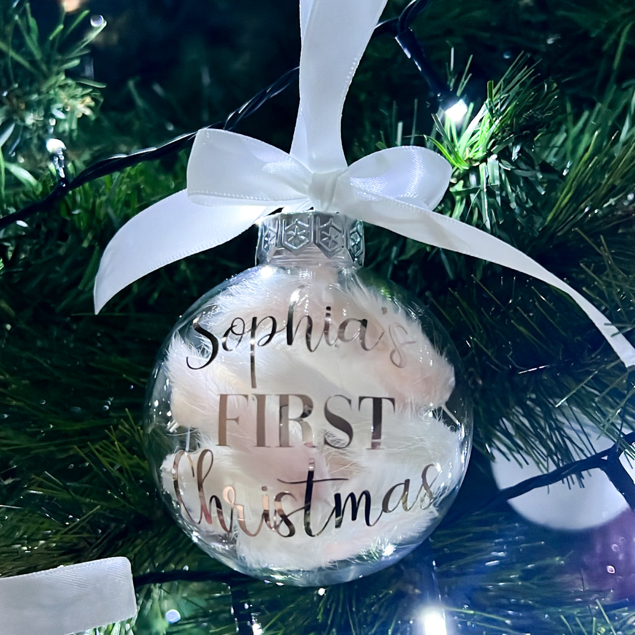 Christmas Ornament - FIRST Christmas Bauble W/ Preserved Dried Flowers