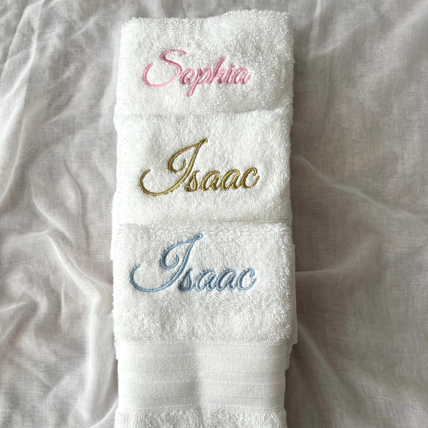 Embroidered Christening/ Baptism - Hand Towel - Name and Cross