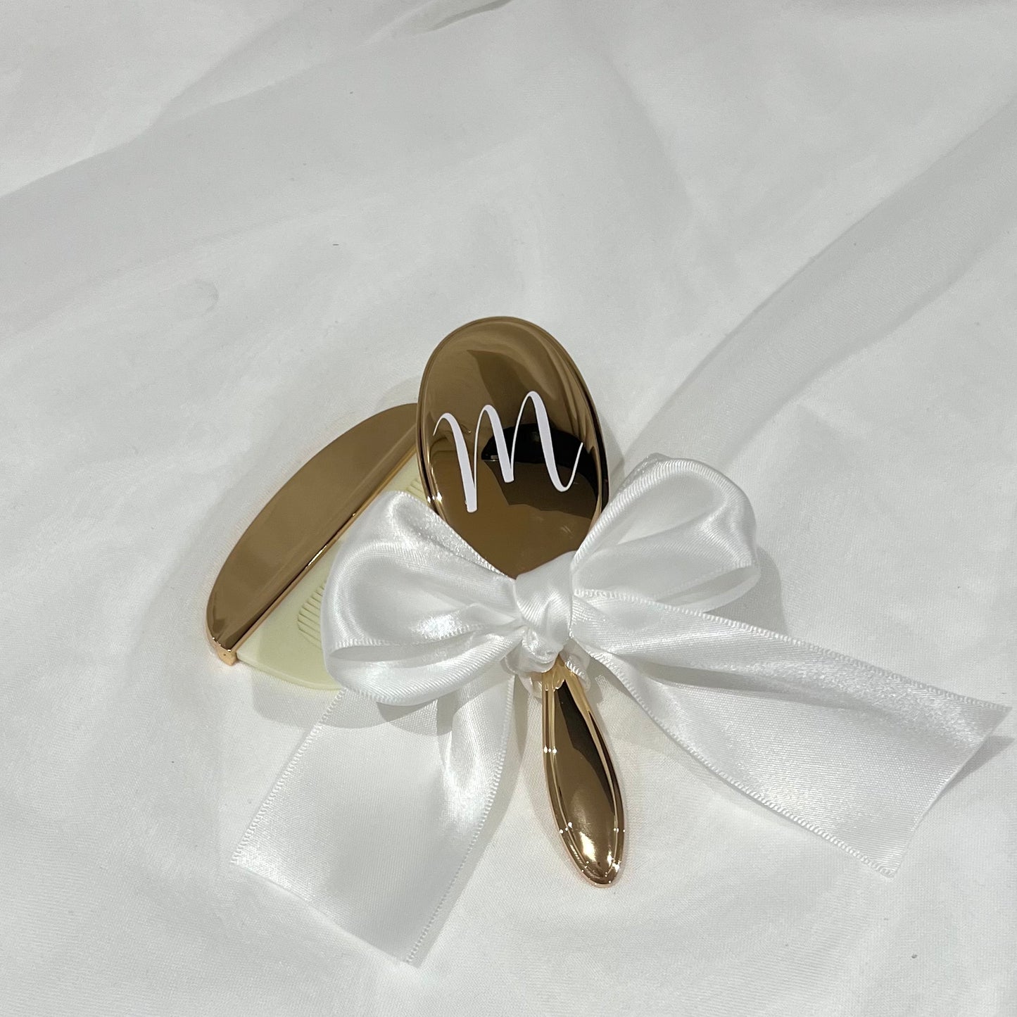 Mirror Brush and Comb Set with Optional Rattle - Gold