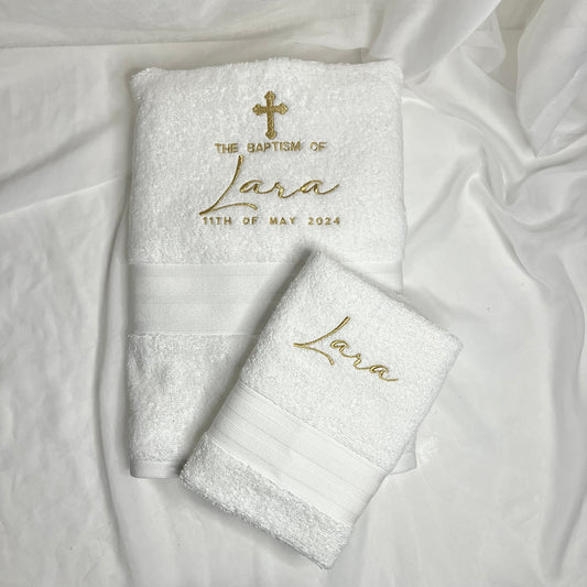 Embroidered Christening towel set