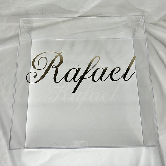 Large Acrylic Clear Christening Box - Name Only